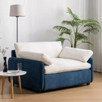Poltrona singola Whisen Modern Oversized in ciniglia a blocchi di colore, divano lounge ampio e profondo con cuscini