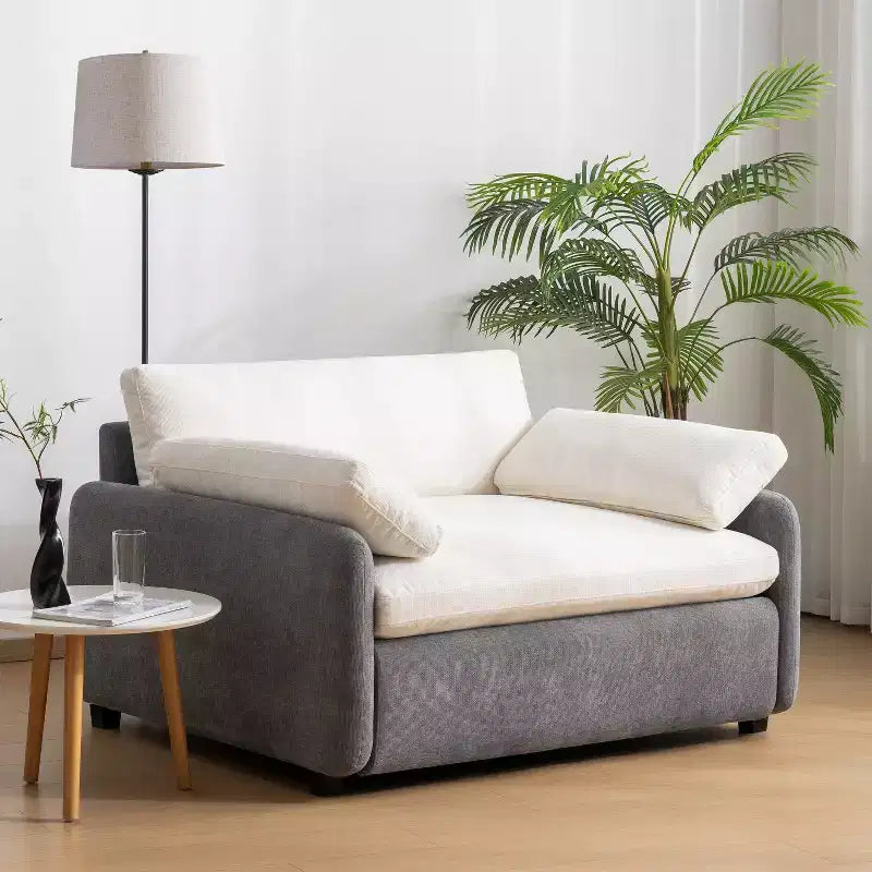 Poltrona singola Whisen Modern Oversized in ciniglia a blocchi di colore, divano lounge ampio e profondo con cuscini