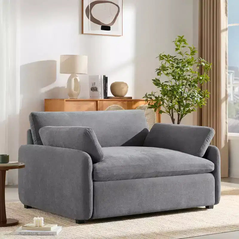 Poltrona singola Whisen Modern Oversized in ciniglia a blocchi di colore, divano lounge ampio e profondo con cuscini