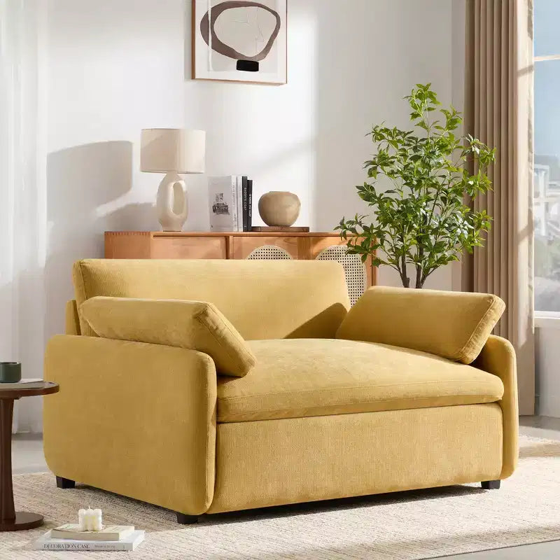 Poltrona singola Whisen Modern Oversized in ciniglia a blocchi di colore, divano lounge ampio e profondo con cuscini
