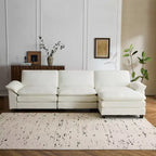 EROMMY Divano Imbottito da 306 cm, Divano Sezionale Oversize con Pouf Mobile, Divano Convertibile a L per Soggiorno e Ufficio, Beige