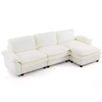 EROMMY Divano Imbottito da 306 cm, Divano Sezionale Oversize con Pouf Mobile, Divano Convertibile a L per Soggiorno e Ufficio, Beige