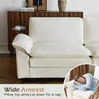 EROMMY Divano Imbottito da 306 cm, Divano Sezionale Oversize con Pouf Mobile, Divano Convertibile a L per Soggiorno e Ufficio, Beige