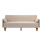 Novogratz Markham 3-Seater Futon Bed with 2 Attached Cushions, Sand Basket Weave