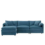 Divano componibile Whisen Modern Design oversized in ciniglia a 4 posti con cuscini doppi e pouf mobili