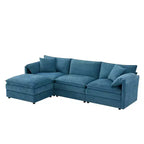 Divano componibile Whisen Modern Design oversized in ciniglia a 4 posti con cuscini doppi e pouf mobili