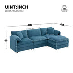 Divano componibile Whisen Modern Design oversized in ciniglia a 4 posti con cuscini doppi e pouf mobili