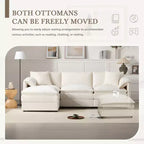 Divano componibile Whisen Modern Design oversized in ciniglia a 4 posti con cuscini doppi e pouf mobili