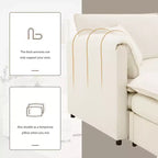 Divano componibile Whisen Modern Design oversized in ciniglia a 4 posti con cuscini doppi e pouf mobili