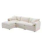 Divano componibile Whisen Modern Design oversized in ciniglia a 4 posti con cuscini doppi e pouf mobili