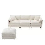 Divano componibile Whisen Modern Design oversized in ciniglia a 4 posti con cuscini doppi e pouf mobili