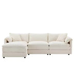 Divano componibile Whisen Modern Design oversized in ciniglia a 4 posti con cuscini doppi e pouf mobili