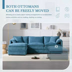 Divano componibile Whisen Modern Design oversized in ciniglia a 4 posti con cuscini doppi e pouf mobili