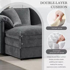 Divano componibile Whisen Modern Design oversized in ciniglia a 4 posti con cuscini doppi e pouf mobili
