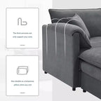 Divano componibile Whisen Modern Design oversized in ciniglia a 4 posti con cuscini doppi e pouf mobili