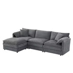 Divano componibile Whisen Modern Design oversized in ciniglia a 4 posti con cuscini doppi e pouf mobili
