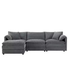Divano componibile Whisen Modern Design oversized in ciniglia a 4 posti con cuscini doppi e pouf mobili