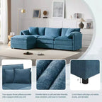 Divano componibile Whisen Modern Design oversized in ciniglia a 4 posti con cuscini doppi e pouf mobili