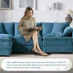 Divano componibile Whisen Modern Design oversized in ciniglia a 4 posti con cuscini doppi e pouf mobili