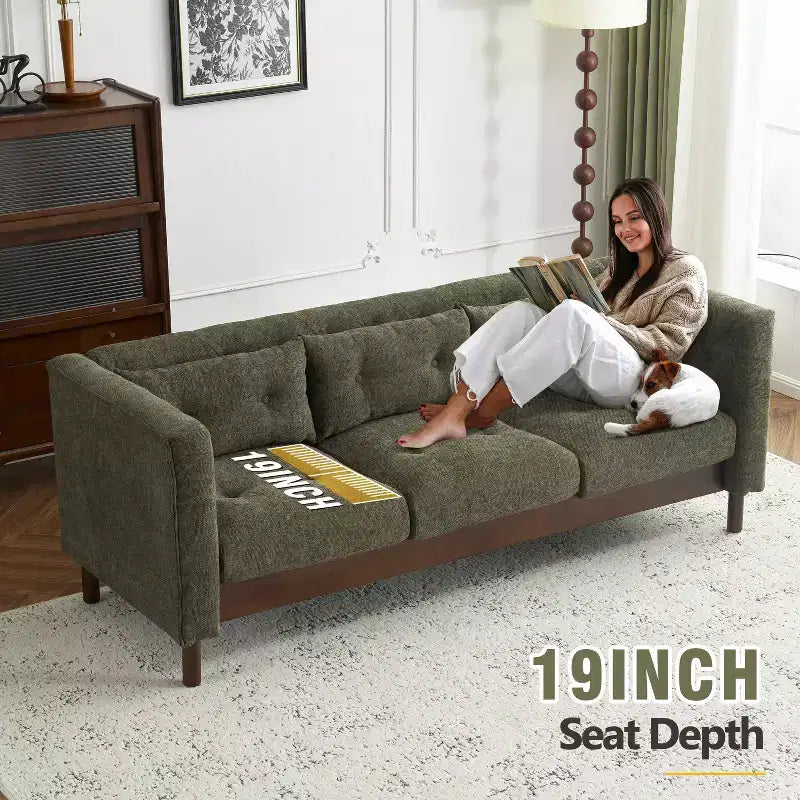 Divano a 3 posti da 78 pollici, moderno imbottito con design trapuntato per il soggiorno - Christopher Knight Home