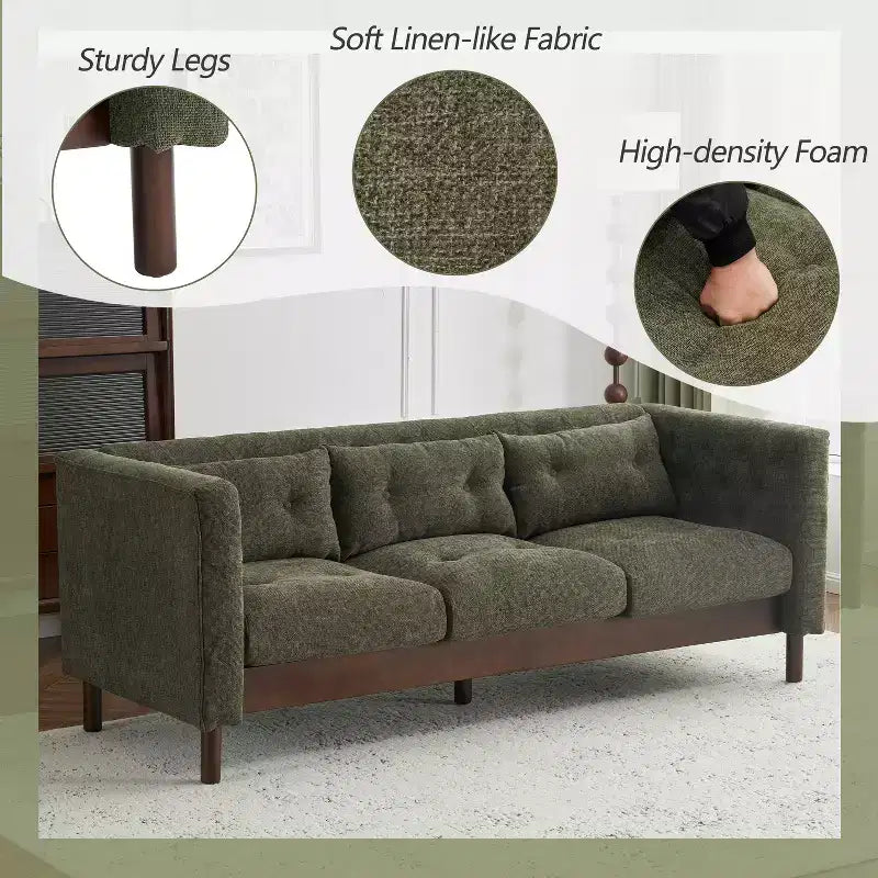 Divano a 3 posti da 78 pollici, moderno imbottito con design trapuntato per il soggiorno - Christopher Knight Home