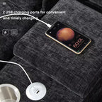 Divano componibile a U Whisen Modern Design in ciniglia con portabicchieri e caricatore USB