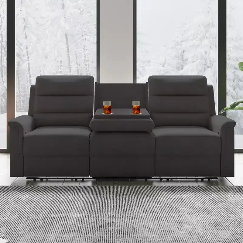 Mjkone Divano reclinabile a 3 posti, Divano regolabile per soggiorno con schienale centrale ribaltabile, Poltrone per home theater
