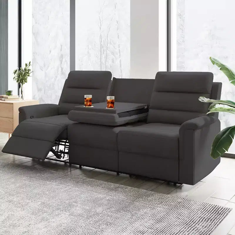 Mjkone Divano reclinabile a 3 posti, Divano regolabile per soggiorno con schienale centrale ribaltabile, Poltrone per home theater