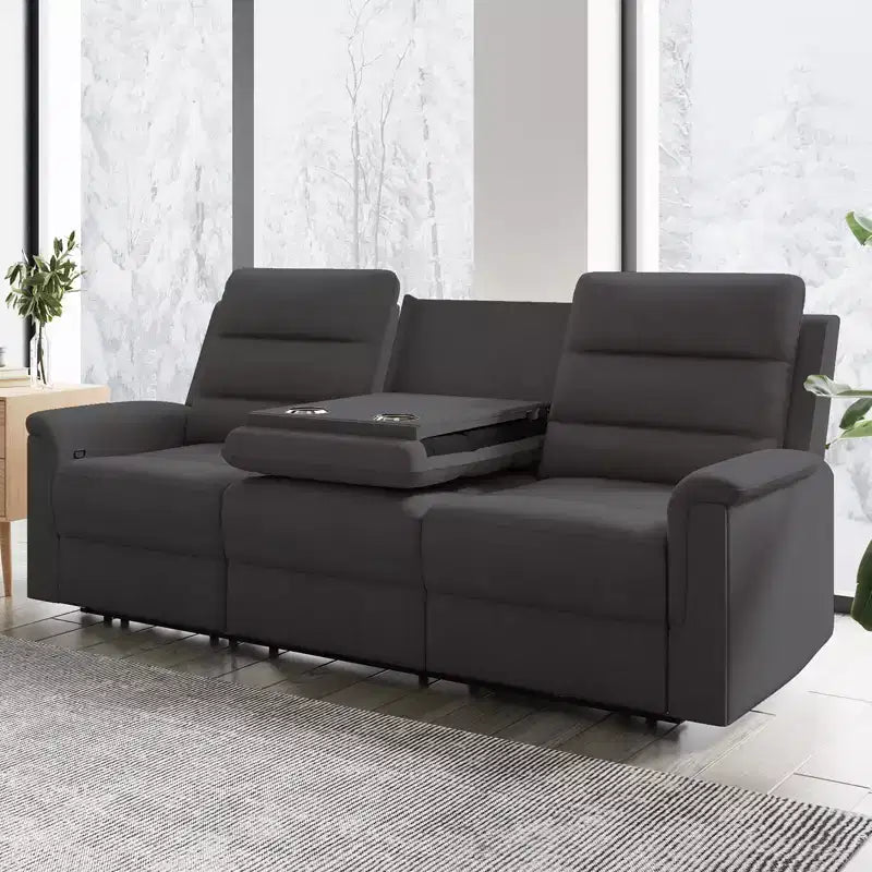 Mjkone Divano reclinabile a 3 posti, Divano regolabile per soggiorno con schienale centrale ribaltabile, Poltrone per home theater
