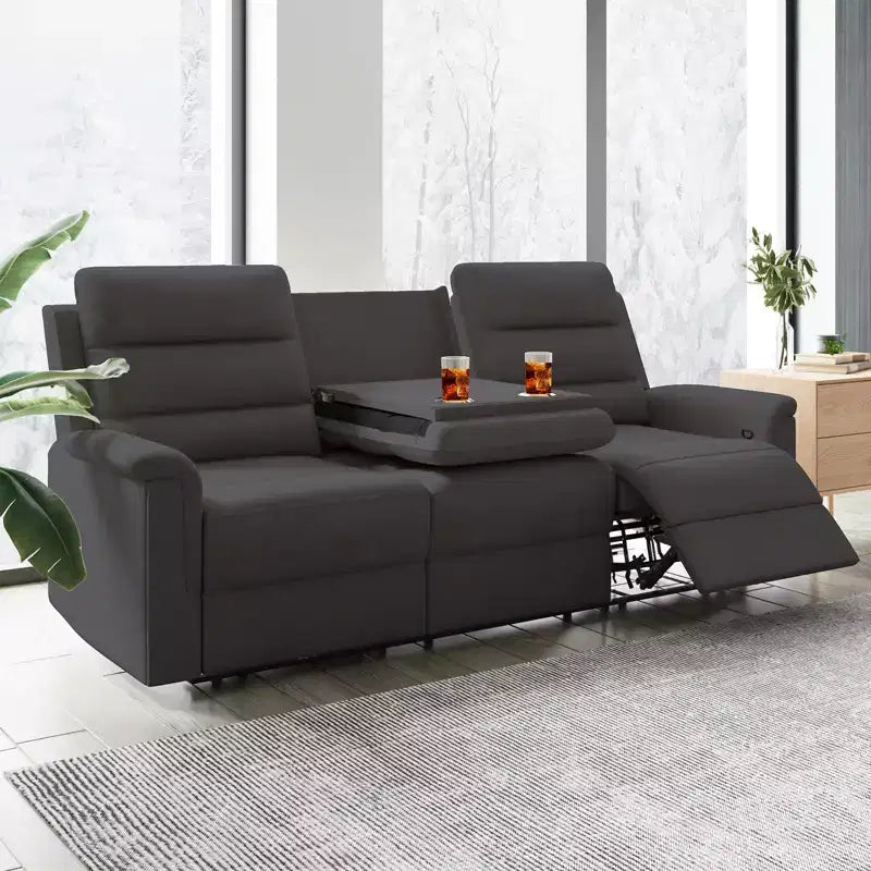 Mjkone Divano reclinabile a 3 posti, Divano regolabile per soggiorno con schienale centrale ribaltabile, Poltrone per home theater