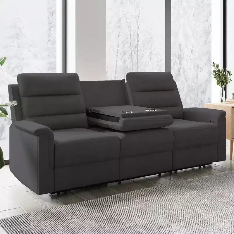 Mjkone Divano reclinabile a 3 posti, Divano regolabile per soggiorno con schienale centrale ribaltabile, Poltrone per home theater