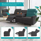 Mjkone Divano reclinabile a 3 posti, Divano regolabile per soggiorno con schienale centrale ribaltabile, Poltrone per home theater