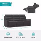 Mjkone Divano reclinabile a 3 posti, Divano regolabile per soggiorno con schienale centrale ribaltabile, Poltrone per home theater