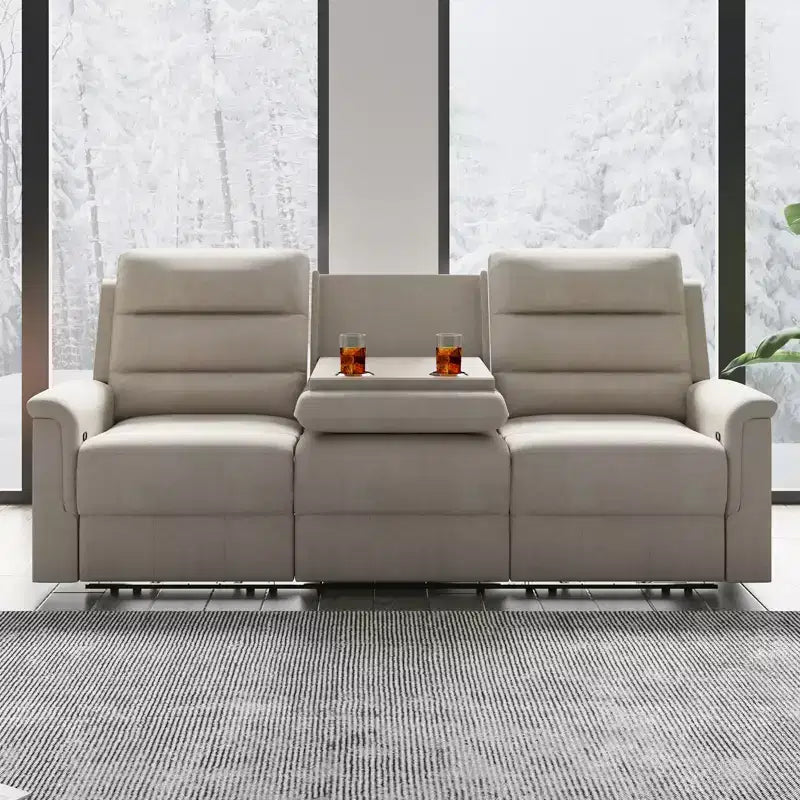 Mjkone Divano reclinabile a 3 posti, Divano regolabile per soggiorno con schienale centrale ribaltabile, Poltrone per home theater