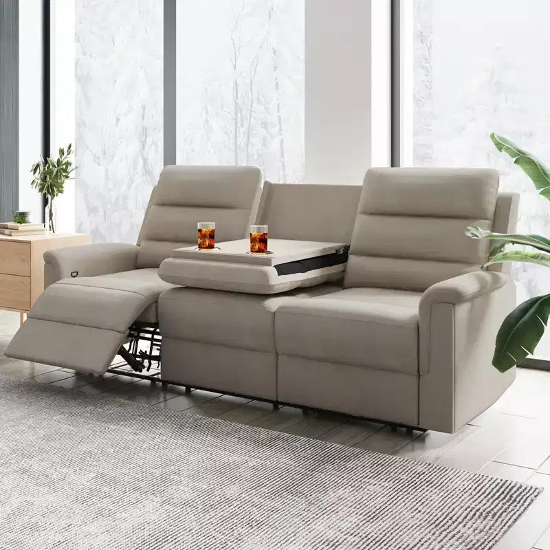 Mjkone Divano reclinabile a 3 posti, Divano regolabile per soggiorno con schienale centrale ribaltabile, Poltrone per home theater