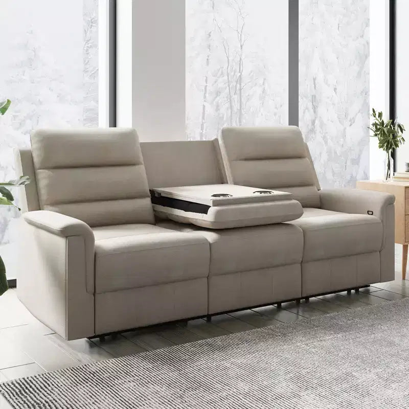 Mjkone Divano reclinabile a 3 posti, Divano regolabile per soggiorno con schienale centrale ribaltabile, Poltrone per home theater