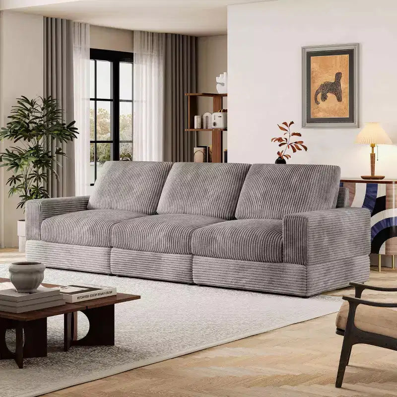 Divano componibile in velluto a coste ATJafurn, moderno, modulare, di grandi dimensioni, imbottito con comodi cuscini, seduta profonda per soggiorno, camera da letto, appartamento, ufficio
