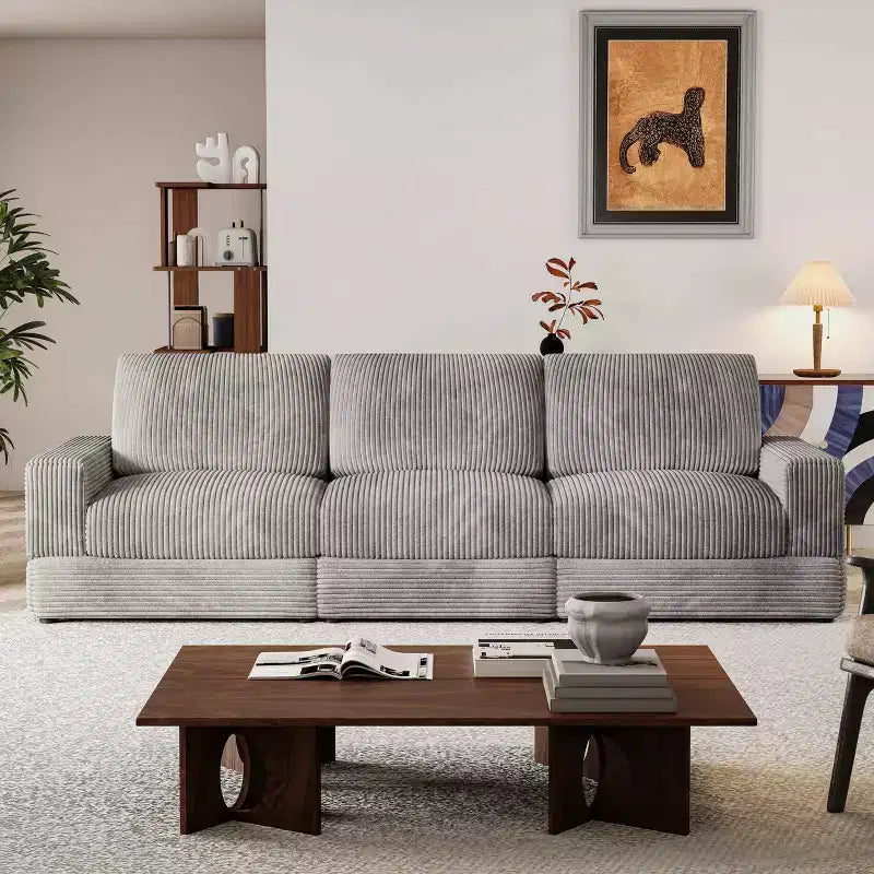 Divano componibile in velluto a coste ATJafurn, moderno, modulare, di grandi dimensioni, imbottito con comodi cuscini, seduta profonda per soggiorno, camera da letto, appartamento, ufficio