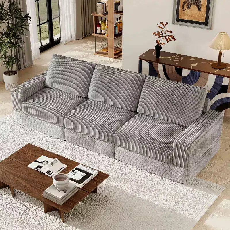 Divano componibile in velluto a coste ATJafurn, moderno, modulare, di grandi dimensioni, imbottito con comodi cuscini, seduta profonda per soggiorno, camera da letto, appartamento, ufficio