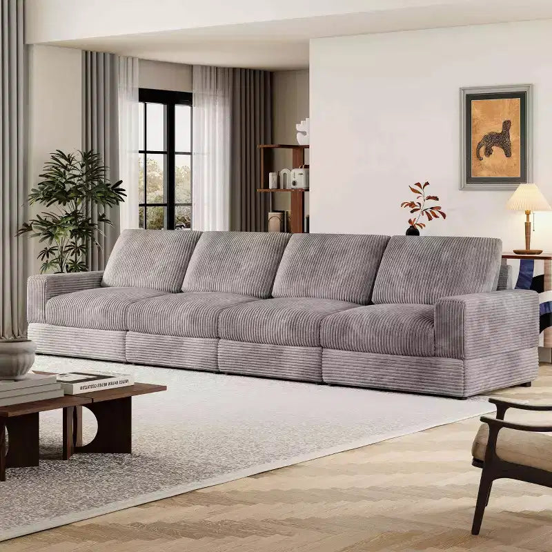 Divano componibile in velluto a coste ATJafurn, moderno, modulare, di grandi dimensioni, imbottito con comodi cuscini, seduta profonda per soggiorno, camera da letto, appartamento, ufficio