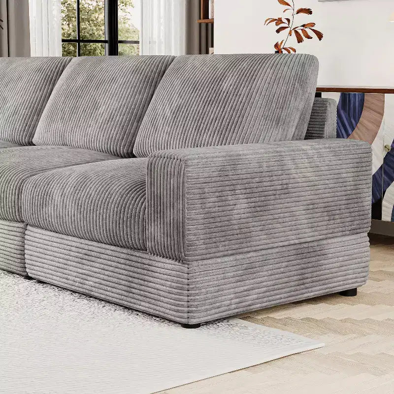 Divano componibile in velluto a coste ATJafurn, moderno, modulare, di grandi dimensioni, imbottito con comodi cuscini, seduta profonda per soggiorno, camera da letto, appartamento, ufficio
