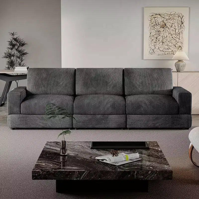 Divano componibile in velluto a coste ATJafurn, moderno, modulare, di grandi dimensioni, imbottito con comodi cuscini, seduta profonda per soggiorno, camera da letto, appartamento, ufficio