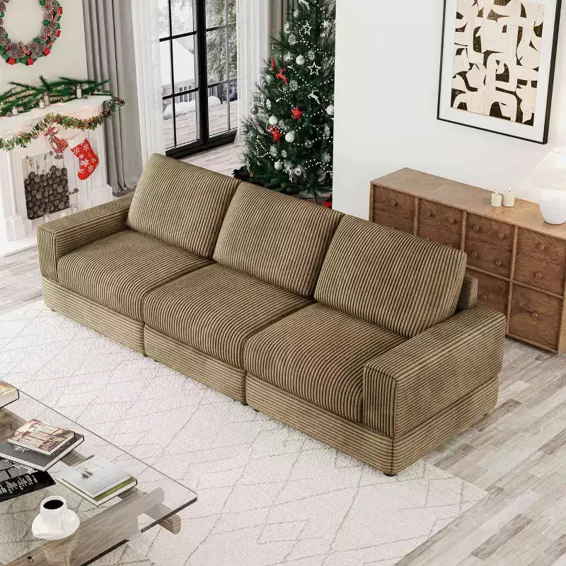 Divano componibile in velluto a coste ATJafurn, moderno, modulare, di grandi dimensioni, imbottito con comodi cuscini, seduta profonda per soggiorno, camera da letto, appartamento, ufficio