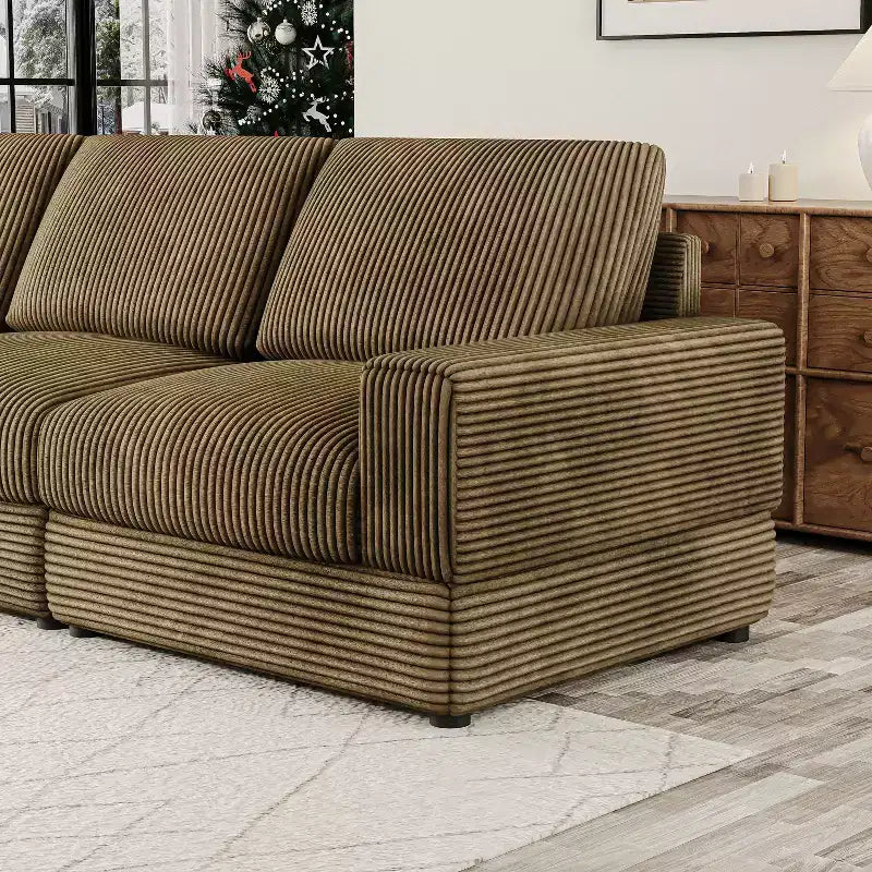 Divano componibile in velluto a coste ATJafurn, moderno, modulare, di grandi dimensioni, imbottito con comodi cuscini, seduta profonda per soggiorno, camera da letto, appartamento, ufficio
