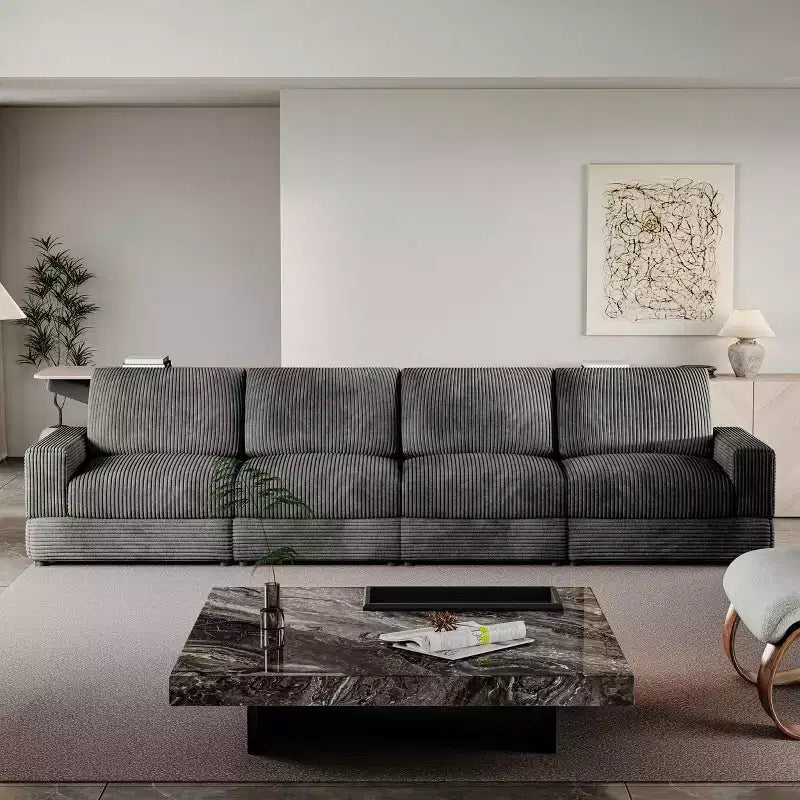 Divano componibile in velluto a coste ATJafurn, moderno, modulare, di grandi dimensioni, imbottito con comodi cuscini, seduta profonda per soggiorno, camera da letto, appartamento, ufficio