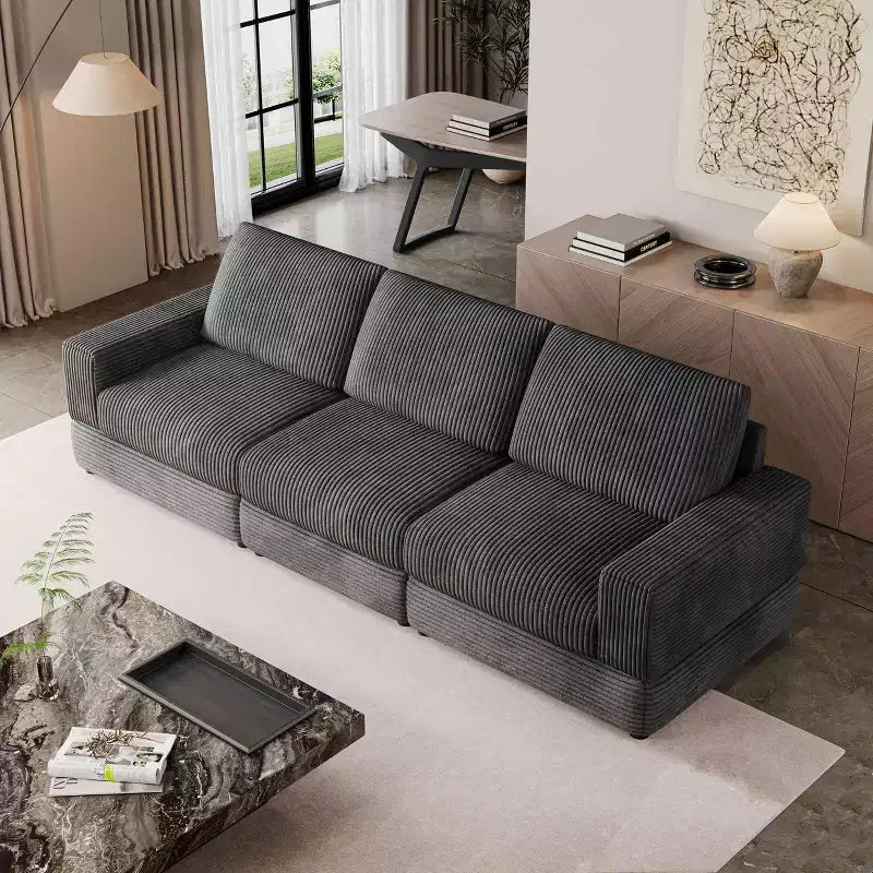 Divano componibile in velluto a coste ATJafurn, moderno, modulare, di grandi dimensioni, imbottito con comodi cuscini, seduta profonda per soggiorno, camera da letto, appartamento, ufficio