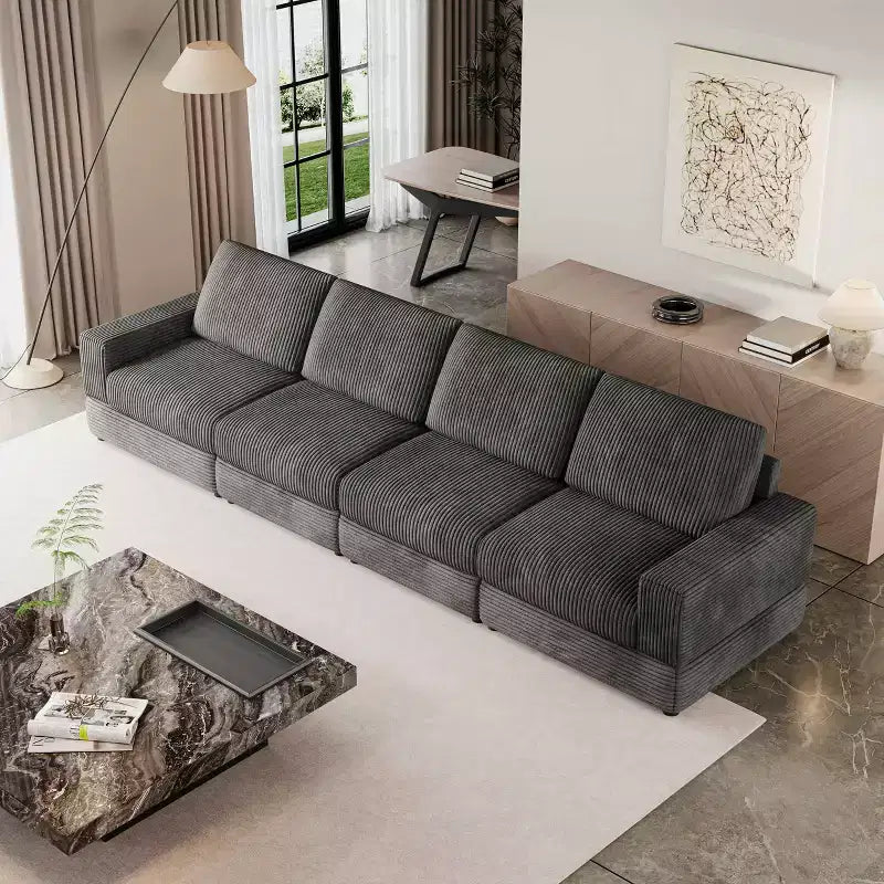Divano componibile in velluto a coste ATJafurn, moderno, modulare, di grandi dimensioni, imbottito con comodi cuscini, seduta profonda per soggiorno, camera da letto, appartamento, ufficio