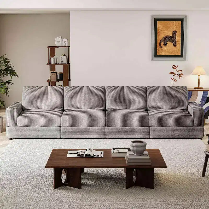 Divano componibile in velluto a coste ATJafurn, moderno, modulare, di grandi dimensioni, imbottito con comodi cuscini, seduta profonda per soggiorno, camera da letto, appartamento, ufficio