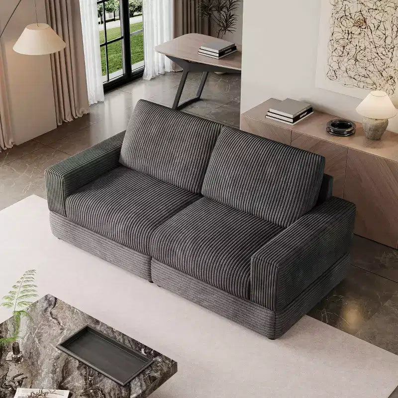 Divano componibile in velluto a coste ATJafurn, moderno, modulare, di grandi dimensioni, imbottito con comodi cuscini, seduta profonda per soggiorno, camera da letto, appartamento, ufficio