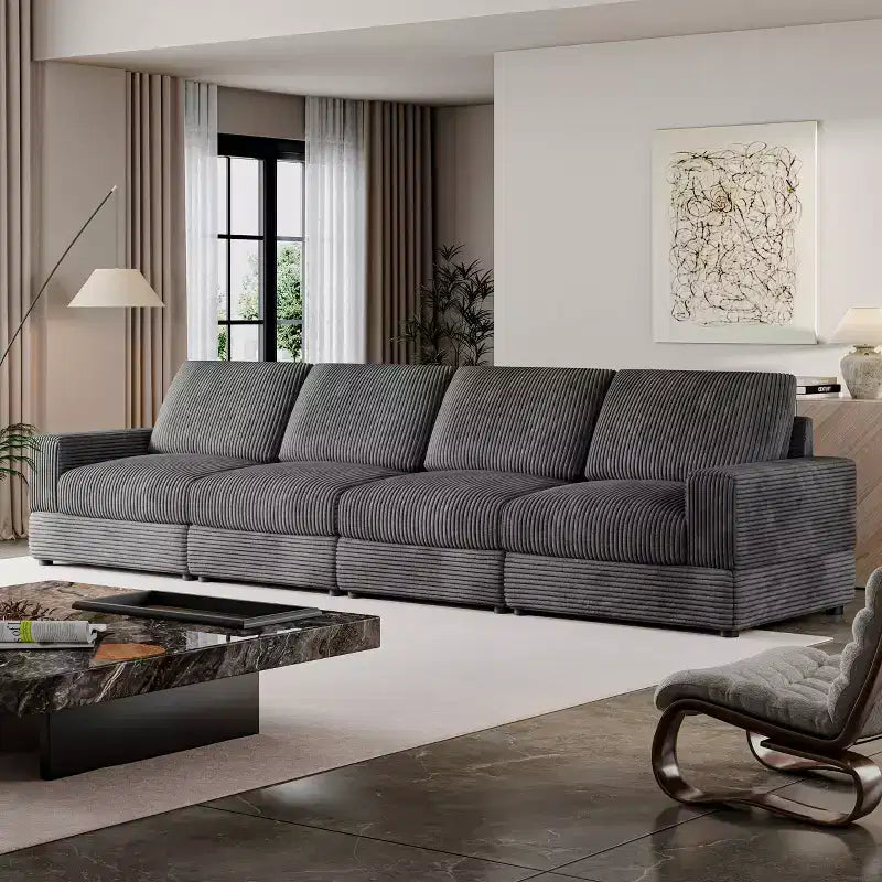 Divano componibile in velluto a coste ATJafurn, moderno, modulare, di grandi dimensioni, imbottito con comodi cuscini, seduta profonda per soggiorno, camera da letto, appartamento, ufficio
